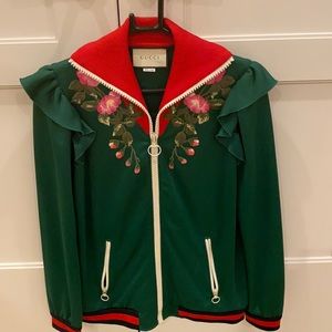 Gucci green embroidered track jacket